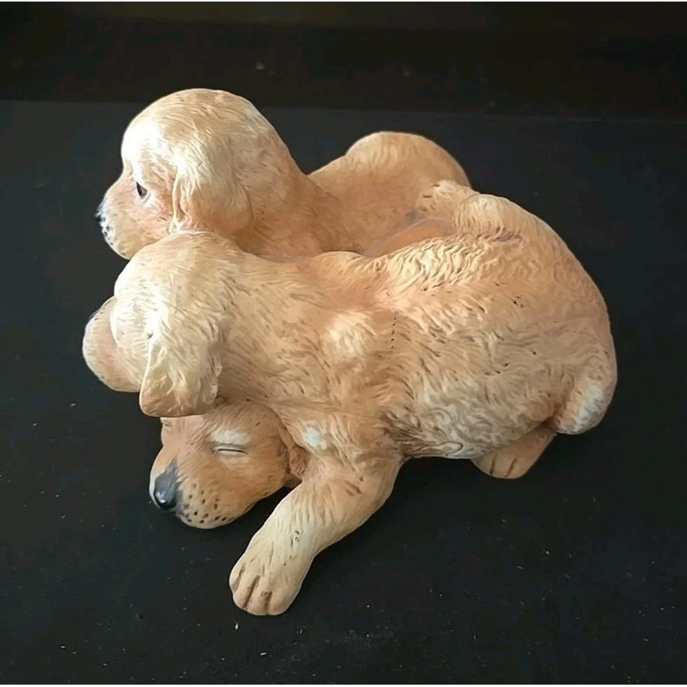 Homco Home Interiors Puppies Dogs Figurine‎ Hand Painted Porcelain 1987 Vintage
